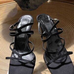 Gianni Versace Black Strapped Dress Heels